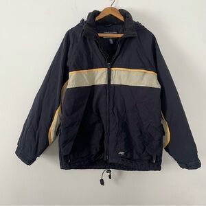 Vintage Y2K American Eagle Navy Tan Yellow Thick Winter Coat Size Small